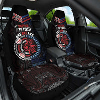 Aotearoa and Samoa Together For Te Tiriti Car Seat Cover Kowhaiwhai Mix Siapo - Flag Color LT7 One Size Black - Polynesian Pride