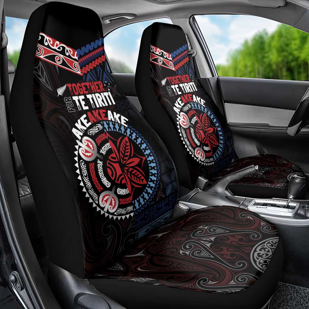 Aotearoa and Samoa Together For Te Tiriti Car Seat Cover Kowhaiwhai Mix Siapo - Flag Color LT7 - Polynesian Pride
