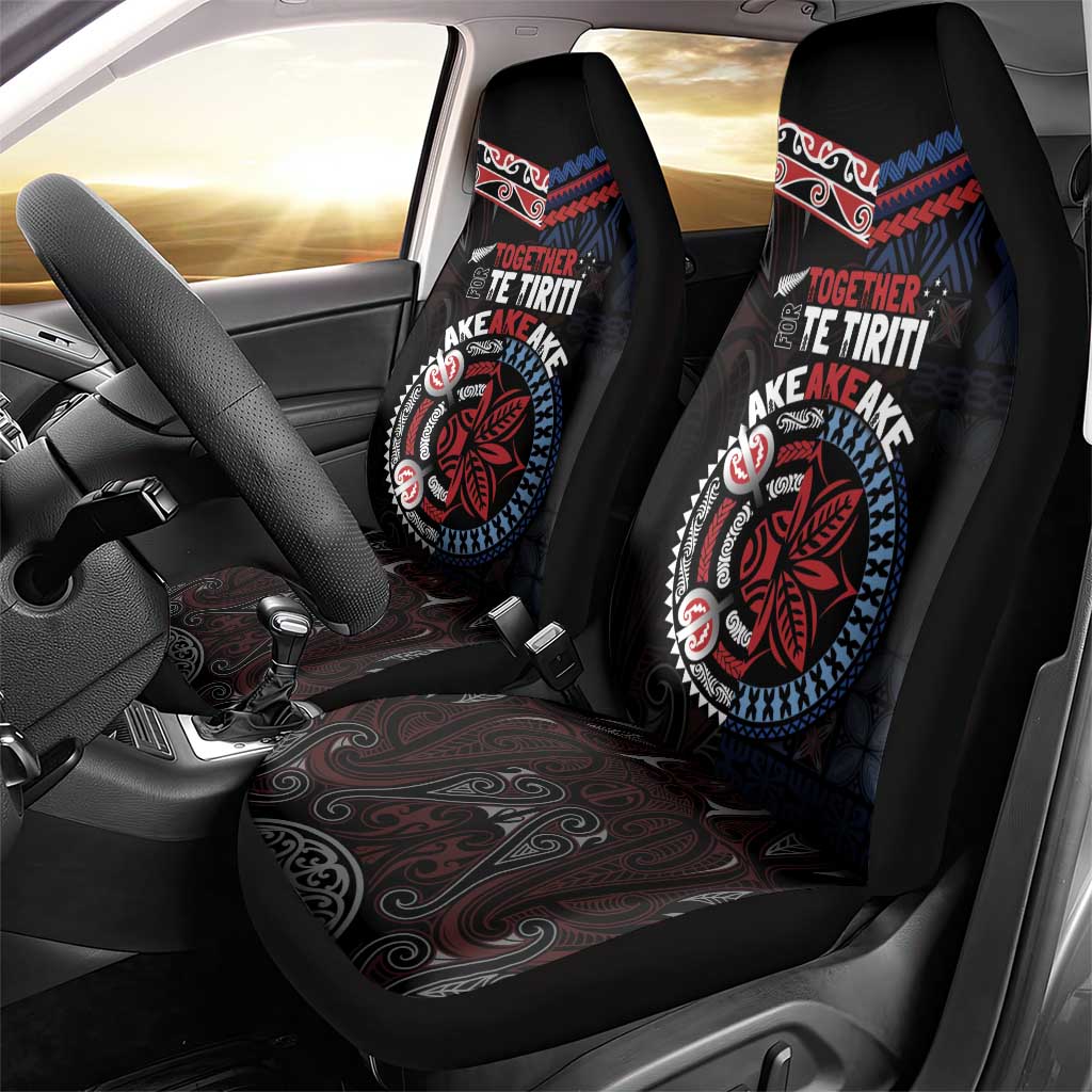 Aotearoa and Samoa Together For Te Tiriti Car Seat Cover Kowhaiwhai Mix Siapo - Flag Color LT7 - Polynesian Pride