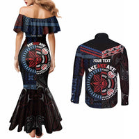 Aotearoa and Samoa Together For Te Tiriti Couples Matching Mermaid Dress and Long Sleeve Button Shirt Kowhaiwhai Mix Siapo - Flag Color LT7 - Polynesian Pride