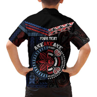 Aotearoa and Samoa Together For Te Tiriti Family Matching Off The Shoulder Long Sleeve Dress and Hawaiian Shirt Kowhaiwhai Mix Siapo - Flag Color LT7 - Polynesian Pride