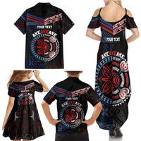 Aotearoa and Samoa Together For Te Tiriti Family Matching Summer Maxi Dress and Hawaiian Shirt Kowhaiwhai Mix Siapo - Flag Color LT7 - Polynesian Pride