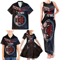 Aotearoa and Samoa Together For Te Tiriti Family Matching Tank Maxi Dress and Hawaiian Shirt Kowhaiwhai Mix Siapo - Flag Color LT7 - Polynesian Pride