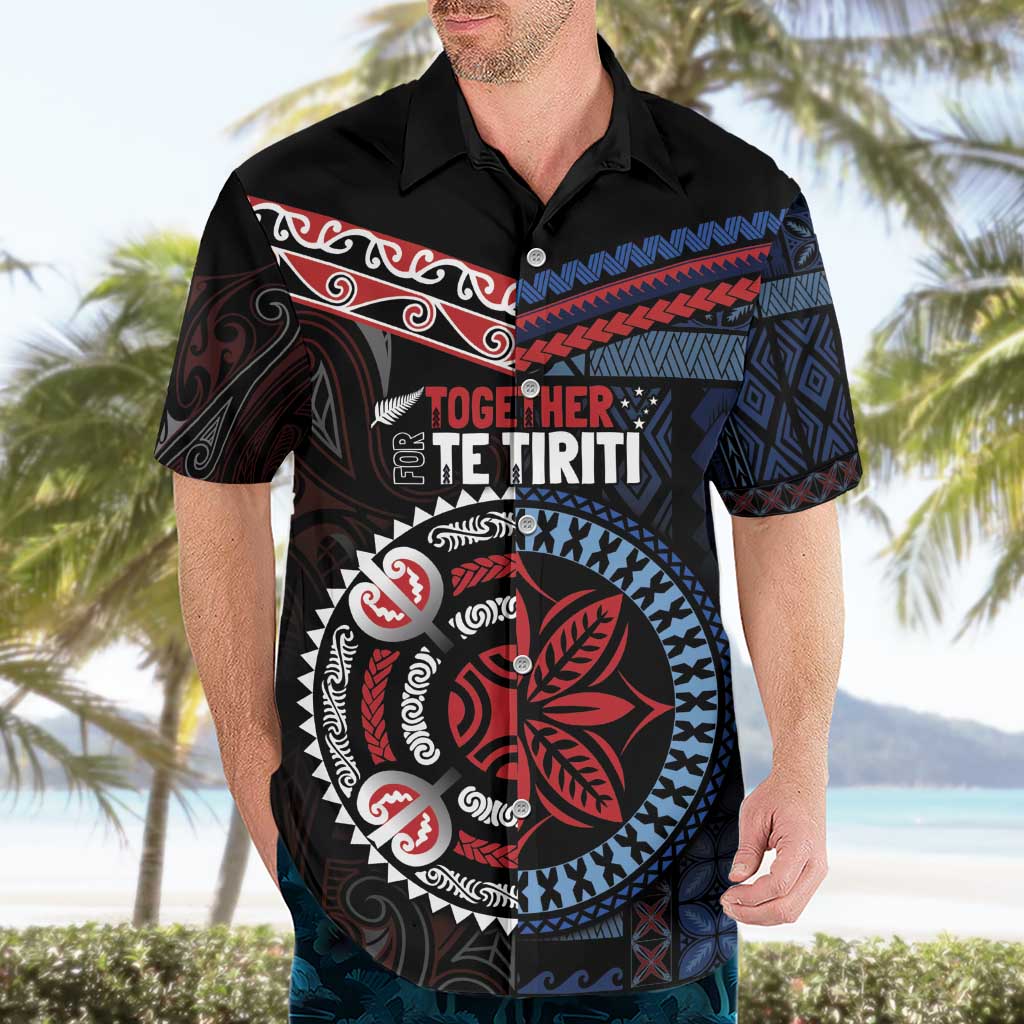 Aotearoa and Samoa Together For Te Tiriti Hawaiian Shirt Kowhaiwhai Mix Siapo - Flag Color LT7 - Polynesian Pride