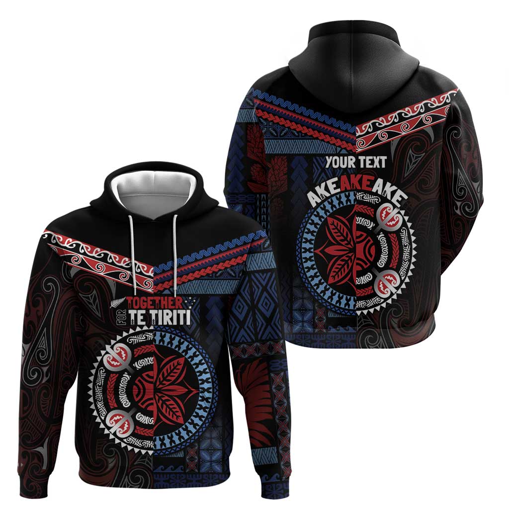 Aotearoa and Samoa Together For Te Tiriti Hoodie Kowhaiwhai Mix Siapo - Flag Color LT7 - Polynesian Pride