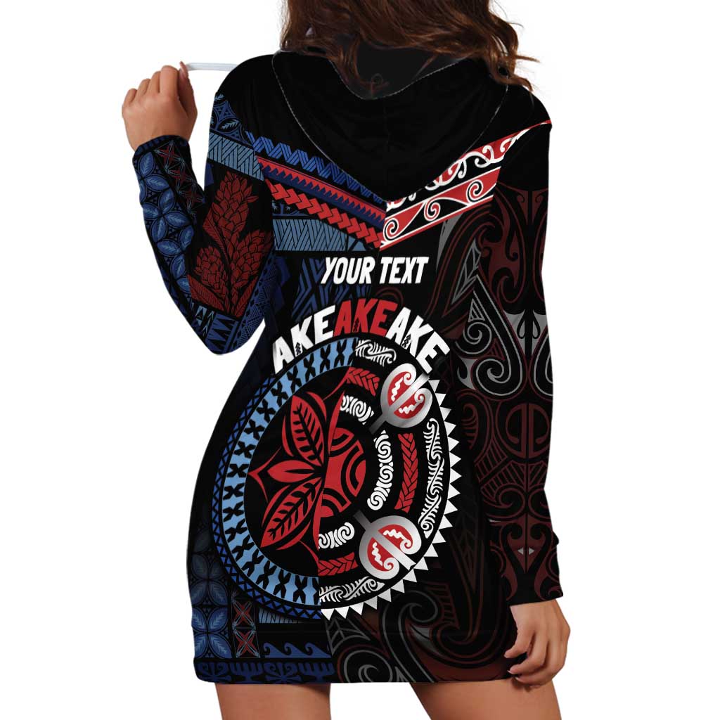 Aotearoa and Samoa Together For Te Tiriti Hoodie Dress Kowhaiwhai Mix Siapo - Flag Color LT7 - Polynesian Pride