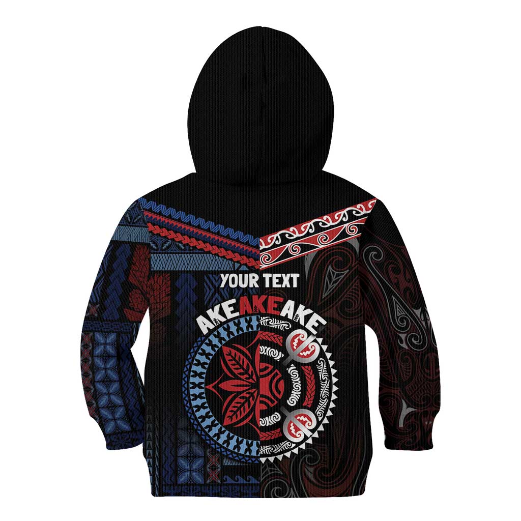 Aotearoa and Samoa Together For Te Tiriti Kid Hoodie Kowhaiwhai Mix Siapo - Flag Color LT7 - Polynesian Pride