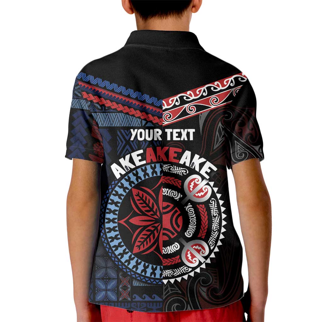 Aotearoa and Samoa Together For Te Tiriti Kid Polo Shirt Kowhaiwhai Mix Siapo - Flag Color LT7 - Polynesian Pride