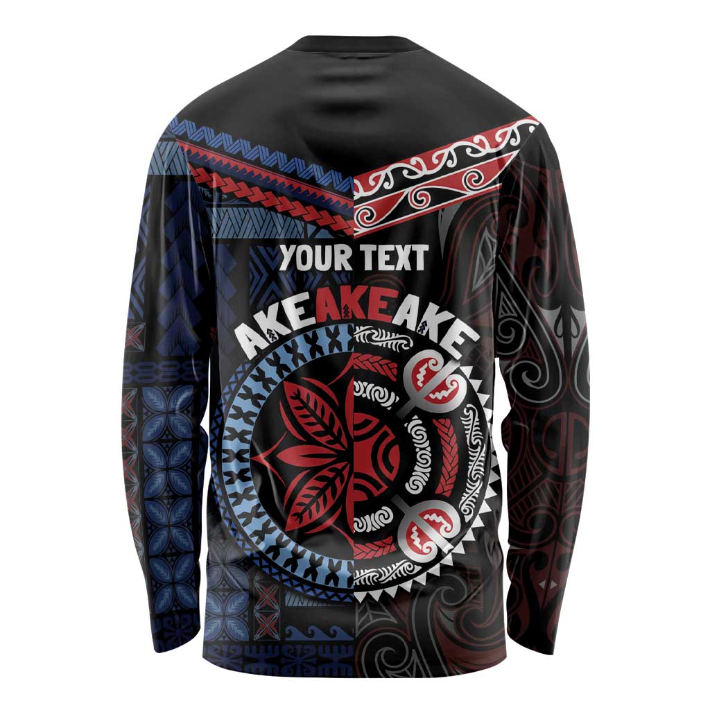 Aotearoa and Samoa Together For Te Tiriti Long Sleeve Shirt Kowhaiwhai Mix Siapo - Flag Color LT7 - Polynesian Pride