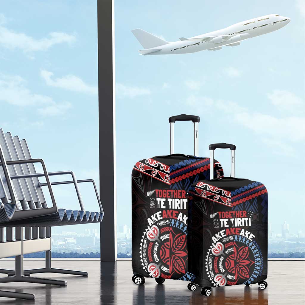Aotearoa and Samoa Together For Te Tiriti Luggage Cover Kowhaiwhai Mix Siapo - Flag Color LT7 - Polynesian Pride