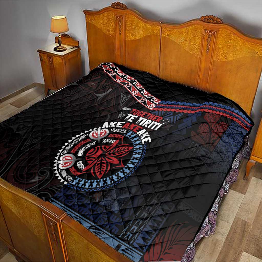Aotearoa and Samoa Together For Te Tiriti Quilt Kowhaiwhai Mix Siapo - Flag Color