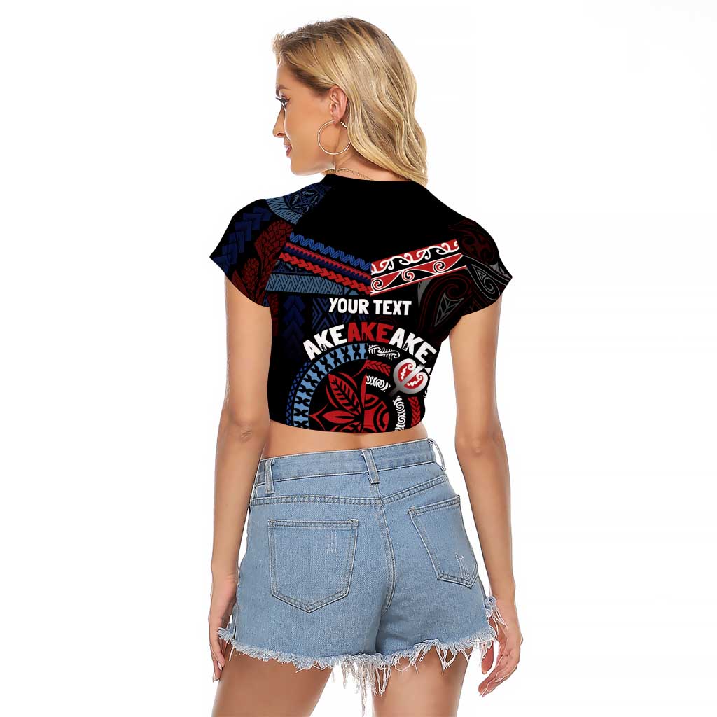 Aotearoa and Samoa Together For Te Tiriti Raglan Cropped T Shirt Kowhaiwhai Mix Siapo - Flag Color LT7 - Polynesian Pride