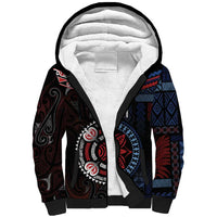 Aotearoa and Samoa Together For Te Tiriti Sherpa Hoodie Kowhaiwhai Mix Siapo - Flag Color LT7 Unisex Black - Polynesian Pride