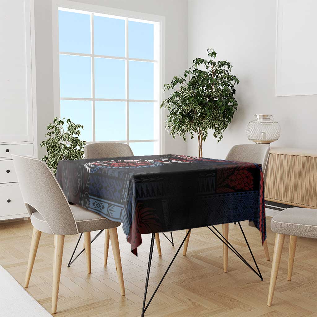 Aotearoa and Samoa Together For Te Tiriti Tablecloth Kowhaiwhai Mix Siapo - Flag Color