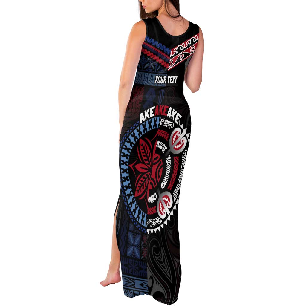 Aotearoa and Samoa Together For Te Tiriti Tank Maxi Dress Kowhaiwhai Mix Siapo - Flag Color LT7 - Polynesian Pride