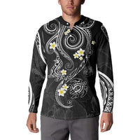 Polynesia Tribal Button Sweatshirt Tentacles Plumeria
