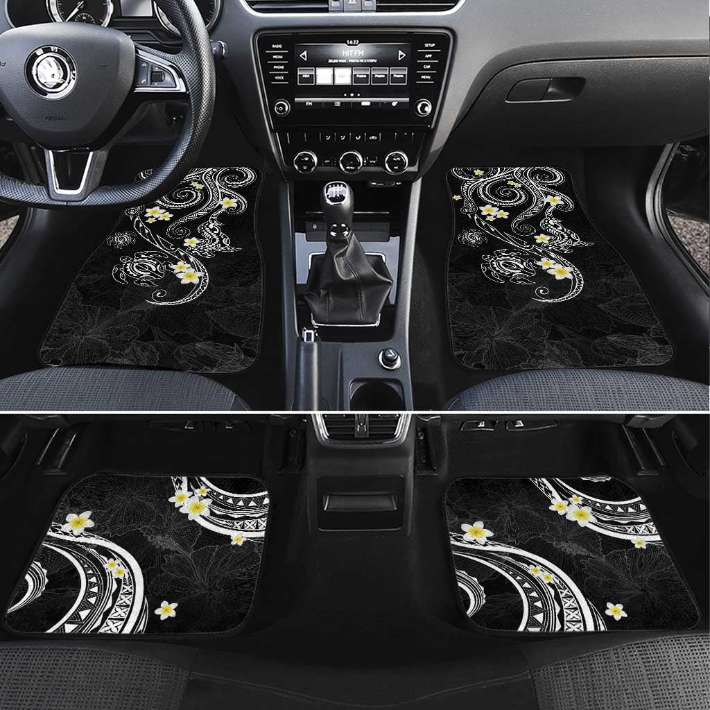 Polynesia Tribal Car Mats Tentacles Plumeria LT7 Set 4pcs Black - Polynesian Pride