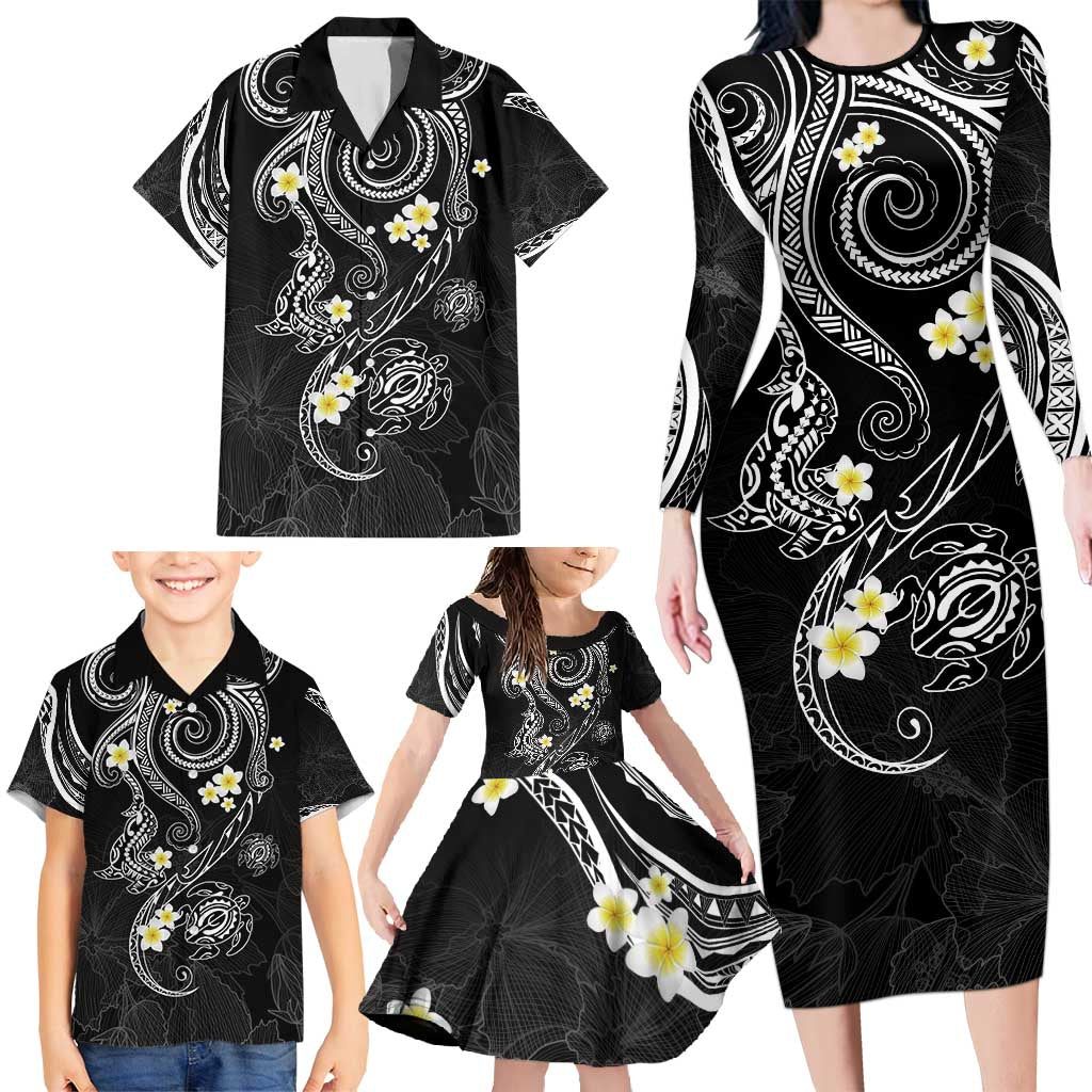 Polynesia Tribal Family Matching Long Sleeve Bodycon Dress and Hawaiian Shirt Tentacles Plumeria LT7 - Polynesian Pride