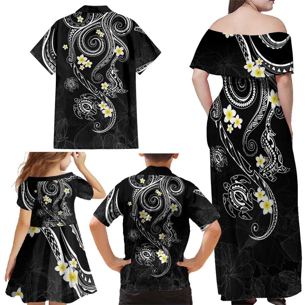 Polynesia Tribal Family Matching Off Shoulder Maxi Dress and Hawaiian Shirt Tentacles Plumeria LT7 - Polynesian Pride
