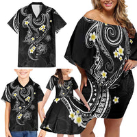 Polynesia Tribal Family Matching Off Shoulder Short Dress and Hawaiian Shirt Tentacles Plumeria LT7 - Polynesian Pride