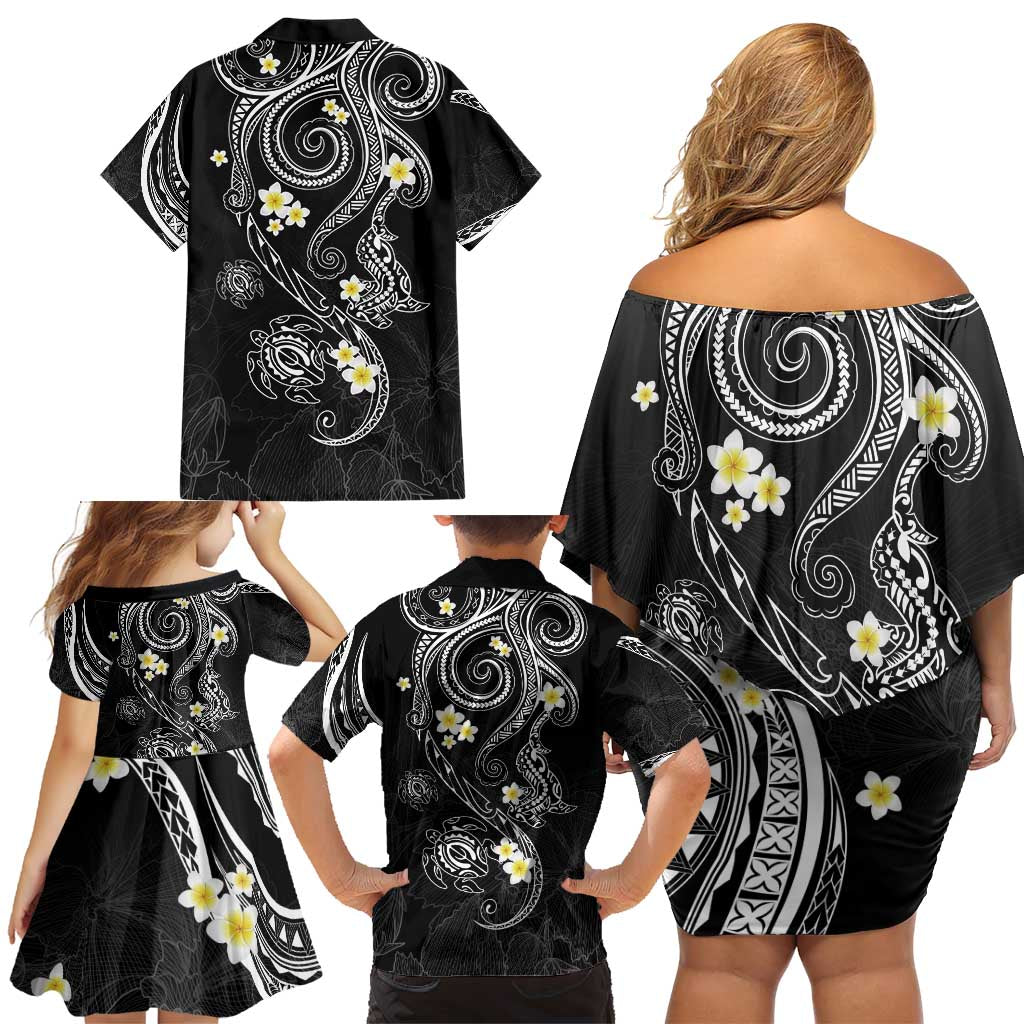Polynesia Tribal Family Matching Off Shoulder Short Dress and Hawaiian Shirt Tentacles Plumeria LT7 - Polynesian Pride
