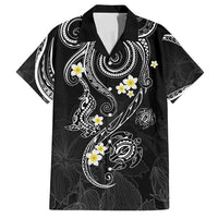 Polynesia Tribal Family Matching Off Shoulder Short Dress and Hawaiian Shirt Tentacles Plumeria LT7 Dad's Shirt - Short Sleeve Black - Polynesian Pride