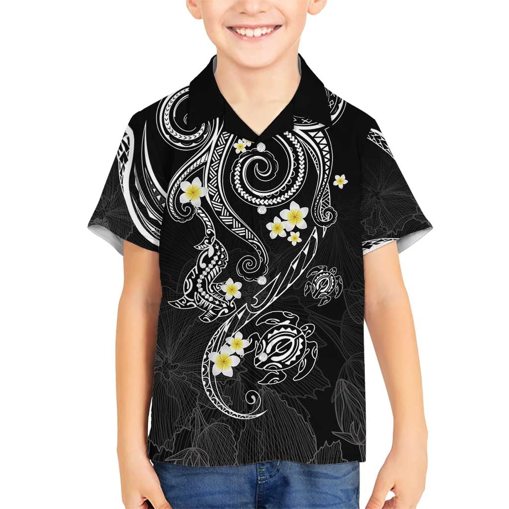 Polynesia Tribal Family Matching Off Shoulder Short Dress and Hawaiian Shirt Tentacles Plumeria LT7 Son's Shirt Black - Polynesian Pride