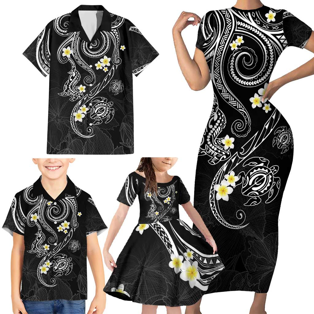 Polynesia Tribal Family Matching Short Sleeve Bodycon Dress and Hawaiian Shirt Tentacles Plumeria LT7 - Polynesian Pride