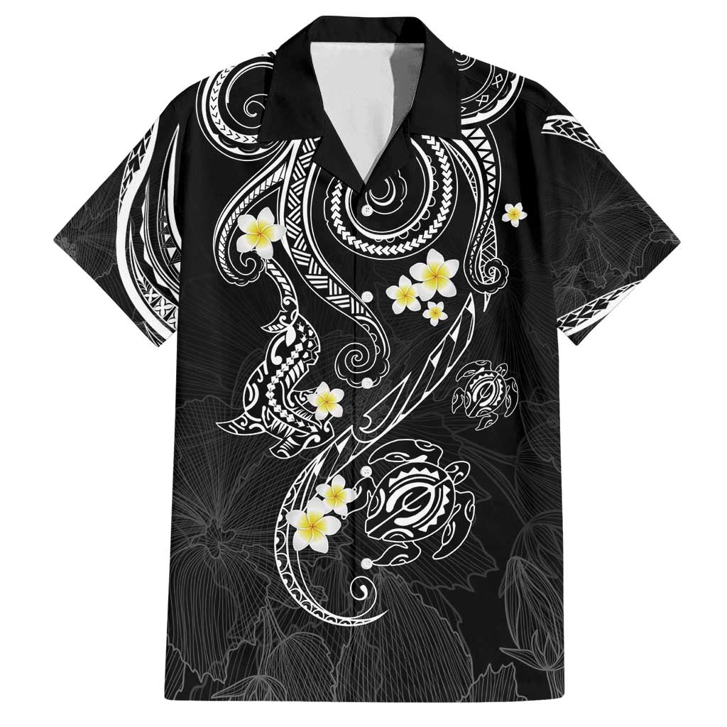 Polynesia Tribal Family Matching Tank Maxi Dress and Hawaiian Shirt Tentacles Plumeria LT7 Dad's Shirt - Short Sleeve Black - Polynesian Pride