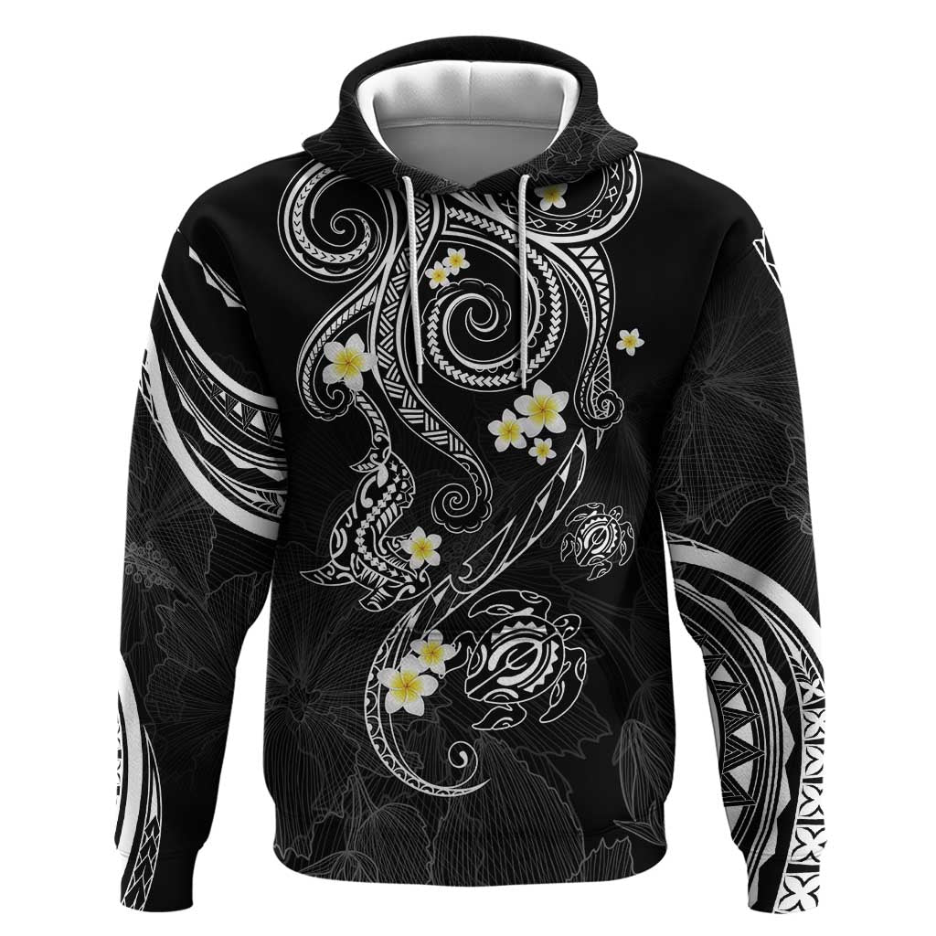 Polynesia Tribal Hoodie Tentacles Plumeria LT7 Pullover Hoodie Black - Polynesian Pride