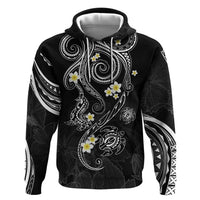 Polynesia Tribal Hoodie Tentacles Plumeria LT7 Pullover Hoodie Black - Polynesian Pride
