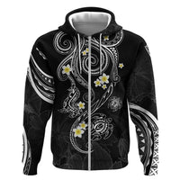 Polynesia Tribal Hoodie Tentacles Plumeria LT7 Zip Hoodie Black - Polynesian Pride