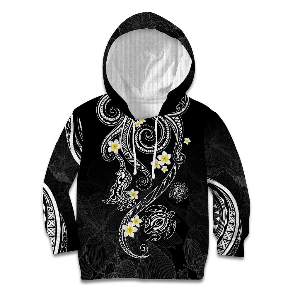 Polynesia Tribal Kid Hoodie Tentacles Plumeria LT7 Hoodie Black - Polynesian Pride