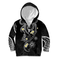 Polynesia Tribal Kid Hoodie Tentacles Plumeria LT7 Zip Hoodie Black - Polynesian Pride