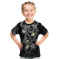 Polynesia Tribal Kid T Shirt Tentacles Plumeria LT7 Black - Polynesian Pride