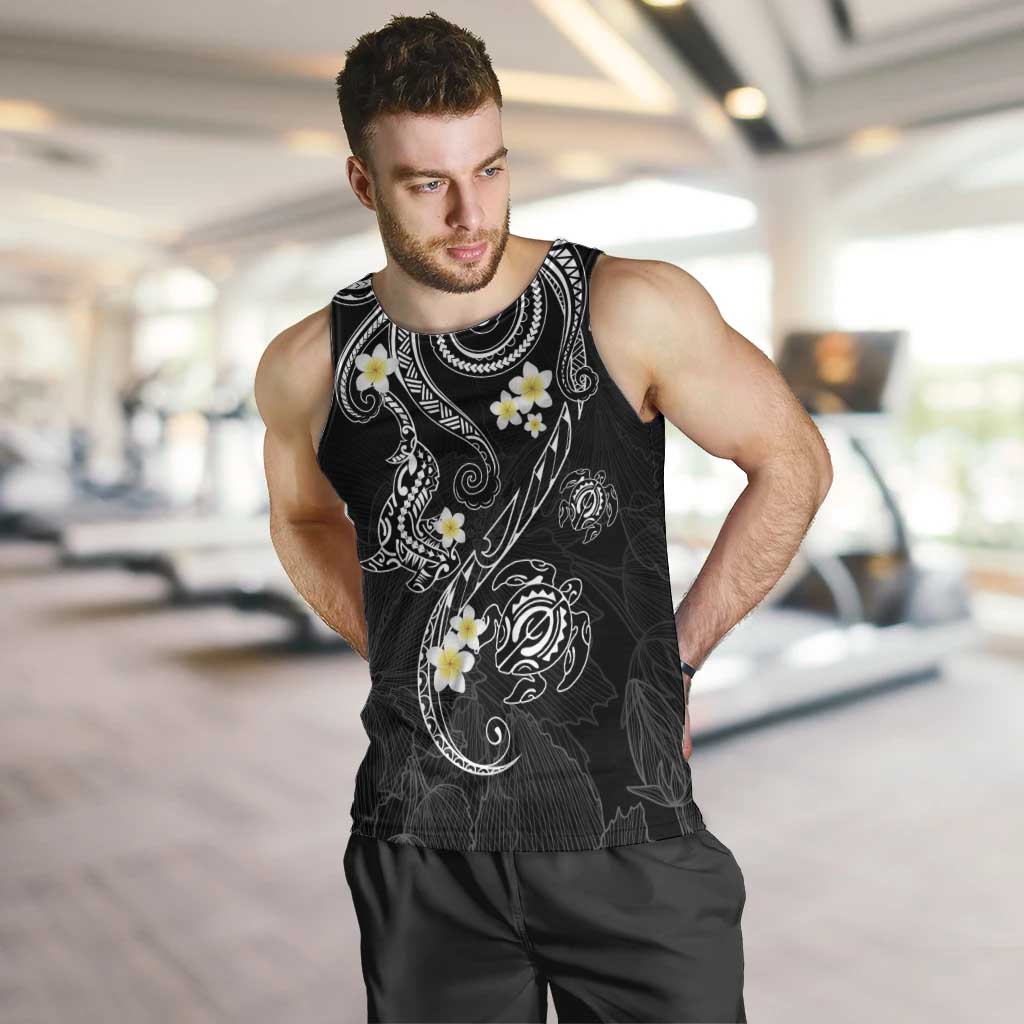 Polynesia Tribal Men Tank Top Tentacles Plumeria LT7 Black - Polynesian Pride
