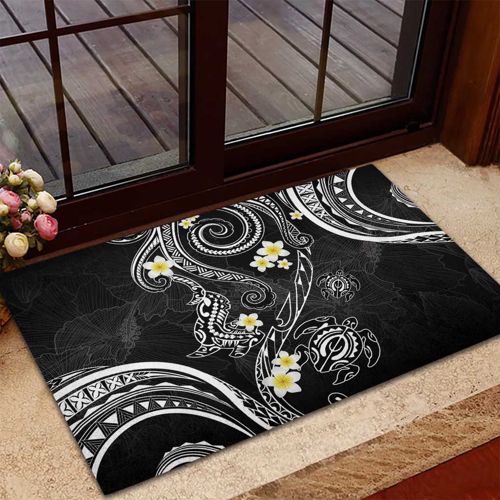 Polynesia Tribal Rubber Doormat Tentacles Plumeria