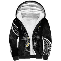 Polynesia Tribal Sherpa Hoodie Tentacles Plumeria LT7 Unisex Black - Polynesian Pride