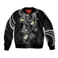 Polynesia Tribal Sleeve Zip Bomber Jacket Tentacles Plumeria LT7 Unisex Black - Polynesian Pride