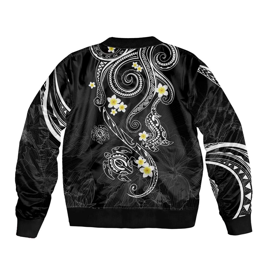 Polynesia Tribal Sleeve Zip Bomber Jacket Tentacles Plumeria LT7 - Polynesian Pride