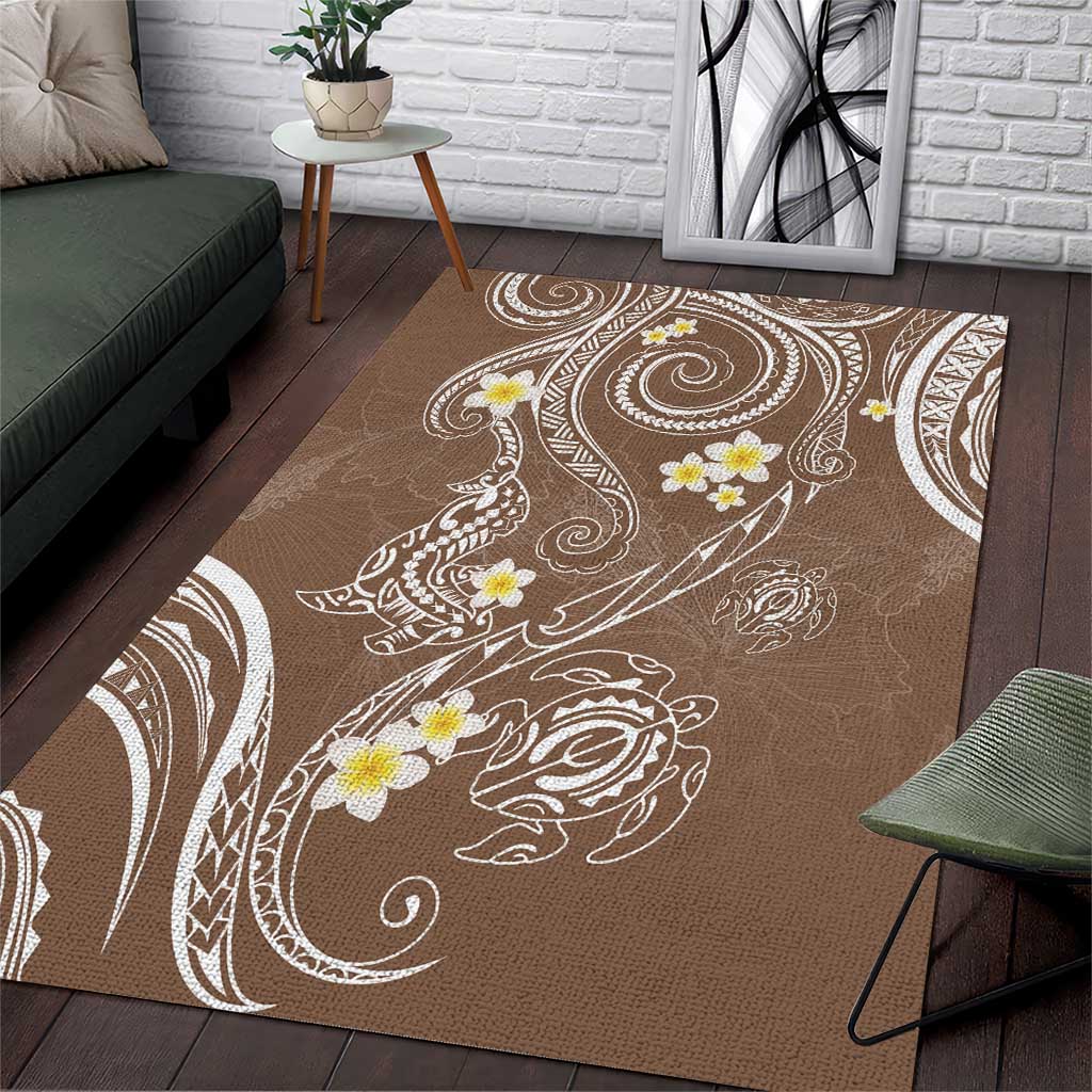 Polynesia Tribal Area Rug Mocha Plumeria Tentacles LT7 Mocha - Polynesian Pride