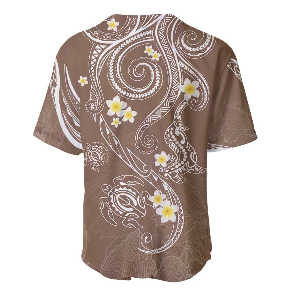 Polynesia Tribal Baseball Jersey Mocha Plumeria Tentacles LT7 - Polynesian Pride