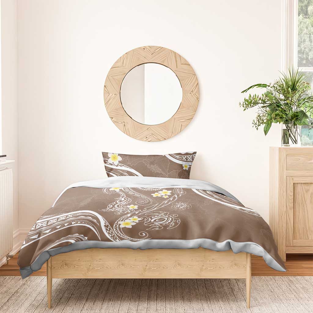 Polynesia Tribal Bedding Set Mocha Plumeria Tentacles