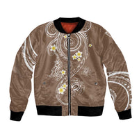 Polynesia Tribal Bomber Jacket Mocha Plumeria Tentacles LT7 Unisex Mocha - Polynesian Pride