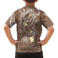 Polynesia Tribal Family Matching Long Sleeve Bodycon Dress and Hawaiian Shirt Mocha Plumeria Tentacles LT7 - Polynesian Pride