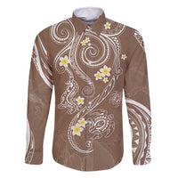 Polynesia Tribal Family Matching Long Sleeve Bodycon Dress and Hawaiian Shirt Mocha Plumeria Tentacles LT7 Dad's Shirt - Long Sleeve Mocha - Polynesian Pride
