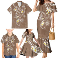 Polynesia Tribal Family Matching Mermaid Dress and Hawaiian Shirt Mocha Plumeria Tentacles LT7 - Polynesian Pride