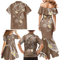 Polynesia Tribal Family Matching Mermaid Dress and Hawaiian Shirt Mocha Plumeria Tentacles LT7 - Polynesian Pride