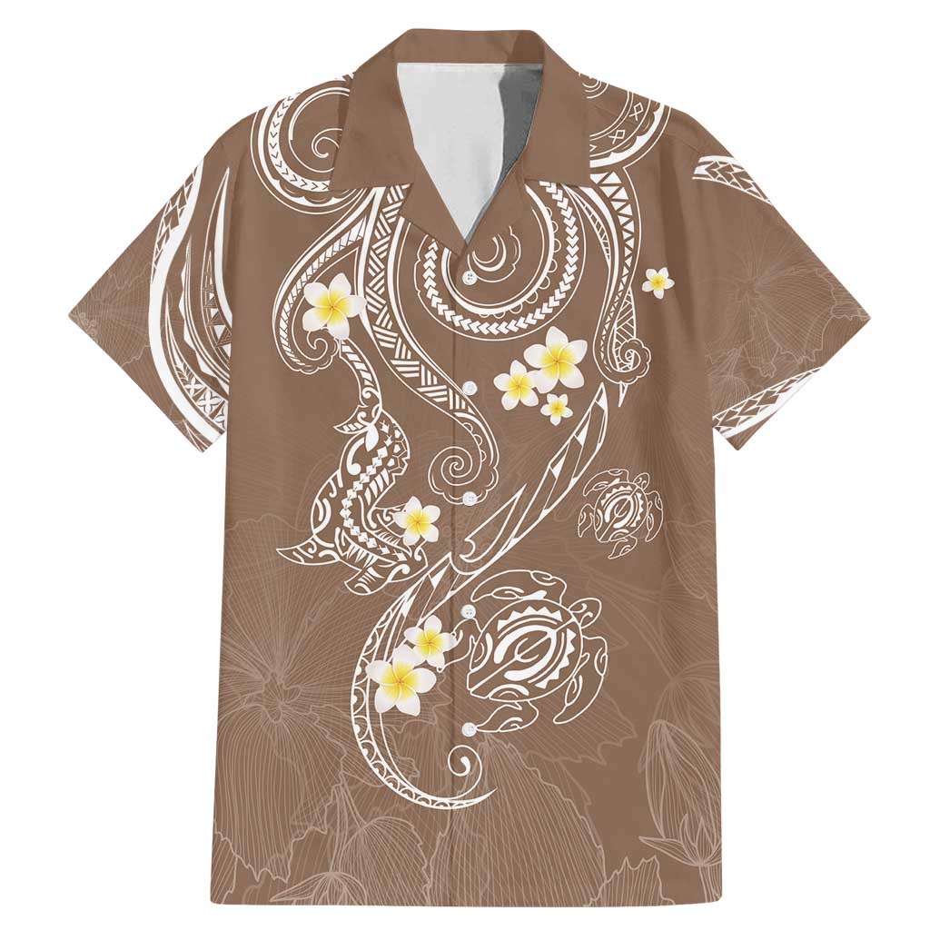 Polynesia Tribal Family Matching Mermaid Dress and Hawaiian Shirt Mocha Plumeria Tentacles LT7 Dad's Shirt - Short Sleeve Mocha - Polynesian Pride