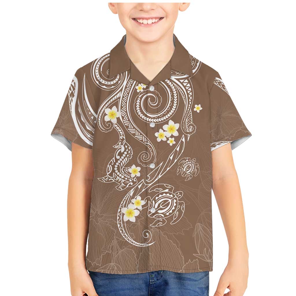 Polynesia Tribal Family Matching Mermaid Dress and Hawaiian Shirt Mocha Plumeria Tentacles LT7 Son's Shirt Mocha - Polynesian Pride